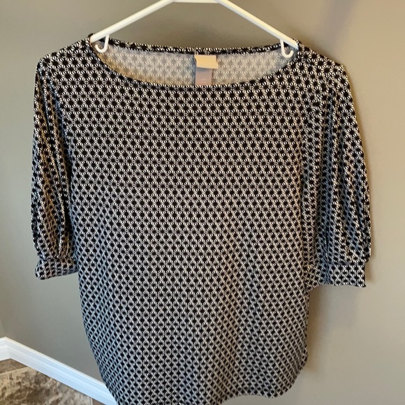 H&M mid-sleeve top - black white patterned - Picture 1 of 3